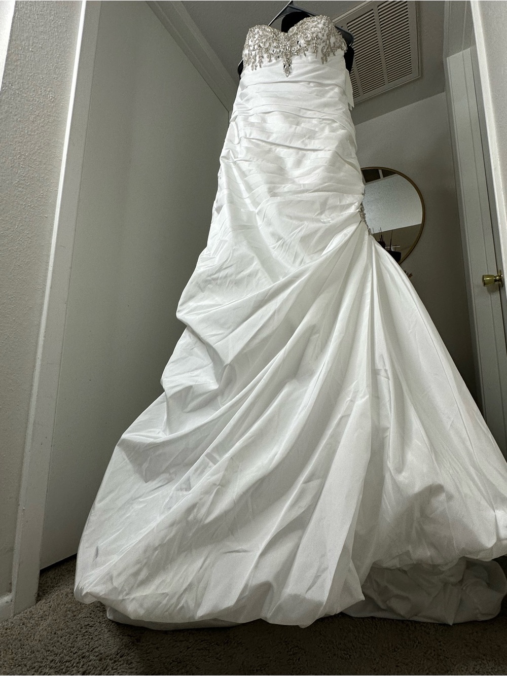 David's Bridal White Beaded A-Line Bridal Skirt